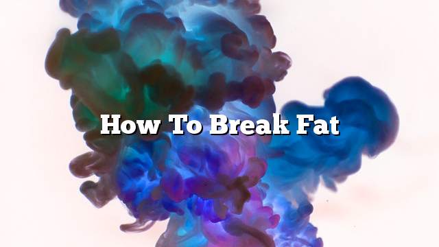 How to break fat