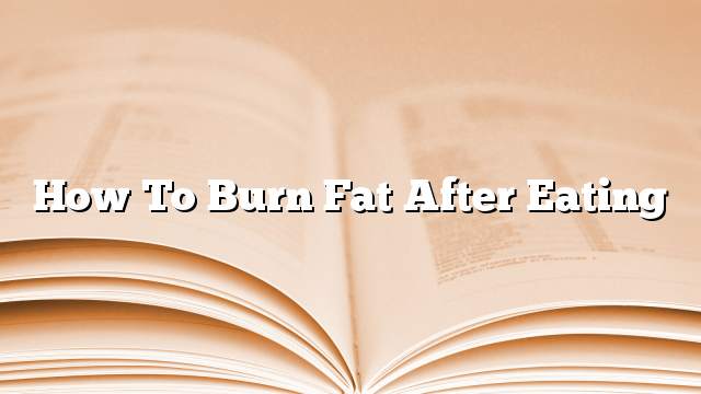 How to Burn Fat After Eating